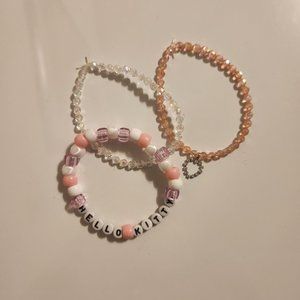 Pink and White Hello Kitty Bracelet Set